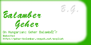 balamber geher business card